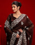Vasthrlay Embroidery Scalloped Unstitched Maroon Saree