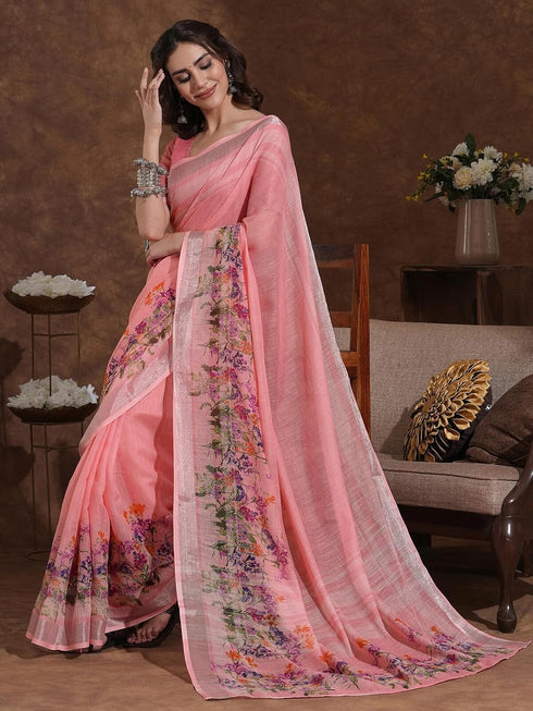 Vasthrlay Weaving Printed Beige Saree