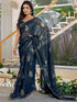 Vasthrlay Georgette Printed Unstitched Green Saree