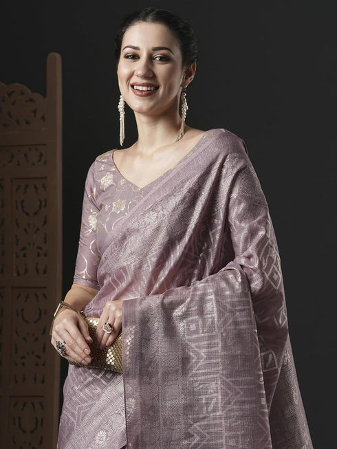 Vasthrlay Cotton Unstitched Mauve Su Ethnic Wear