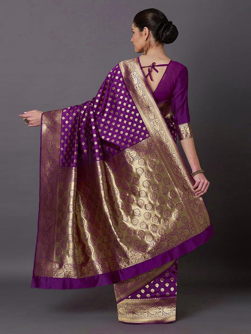 Vasthrlay Jacquard Unstitch Purple Ethnic Wear