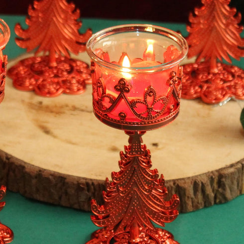 TIED RIBBONS Set of 4 Christmas Candle Holder