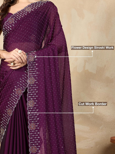 Vasthrlay Siroski Unstitch Purple Ethnic Wear