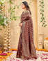 Vasthrlay Womens Weaving Maroon | Gold Saree With Unstitched Blouse Piece