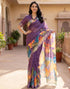 Vasthrlay Womens Printed Unstitched Dusty Pink Saree