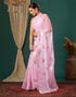 Vasthrlay Georgette Printed Light Pink Saree With Unstitched Blouse Piece