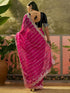 Vasthrlay Embroidery Scalloped Unstitched Navy Blue Saree