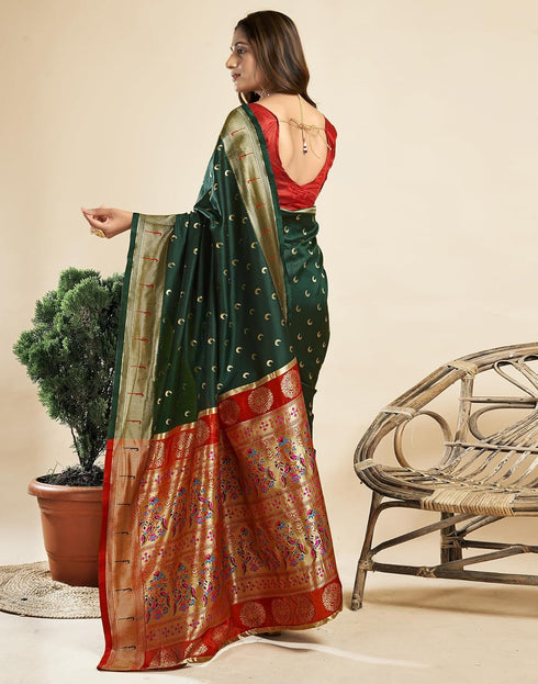 Vasthrlay Paithani Jacquard Unstitched Pink Saree