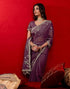 Vasthrlay Georgette Embroidery Mauve Saree With Unstitched Blouse Piece