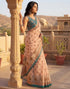 Vasthrlay Womens Printed Unstitched Olive Green Saree