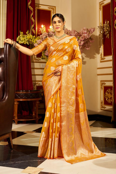 Vasthrlay Women's Organza Designer Unstitched Saree
