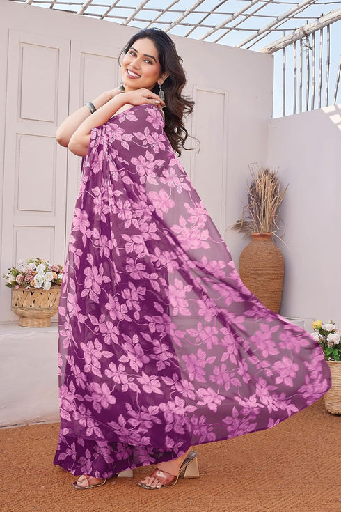 Vasthrlay Fashion Chiffon Printed Red Ethnic Wear