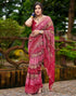 Vasthrlay Georgette Bandhani Red Saree With Unstitched Blouse Piece
