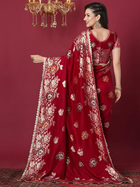 Vasthrlay Georgette Embroidery Rani Saree