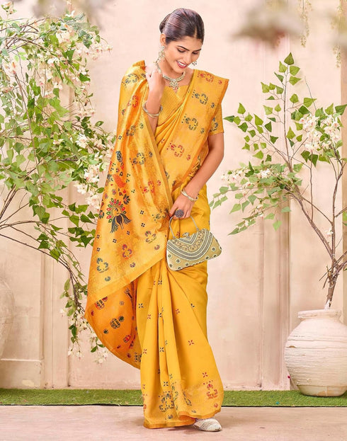 Vasthrlay Weaving Paithani Unstitched Pink Saree