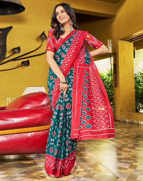 Vasthrlay Chanderi Bandhani Unstitched White Saree