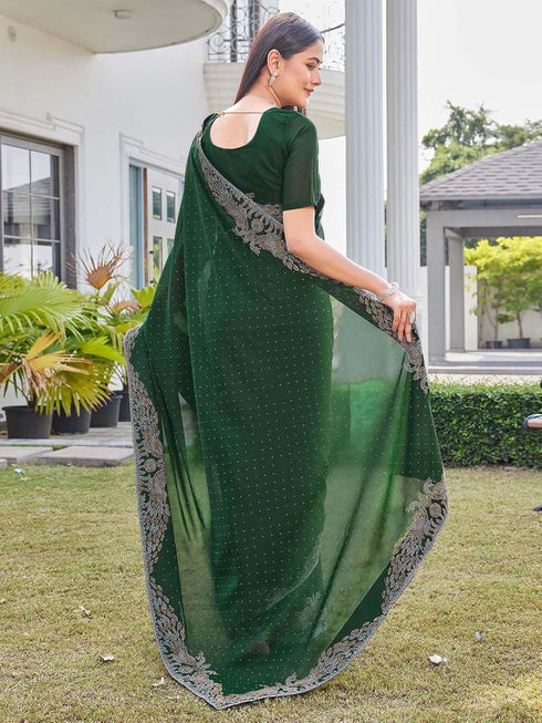 Vasthrlay Shimmer Georgette Dark Saree