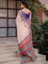 Vasthrlay Womens Printed Peach Saree With Unstitched Blouse Piece