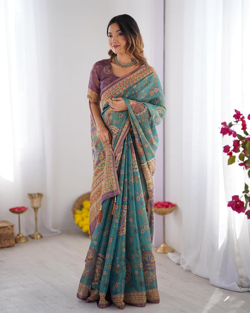 Vasthrlay Handloom Grey Beige Traditional Saree