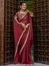 Vasthrlay Sequins Embroidery Unstitched Maroon Saree