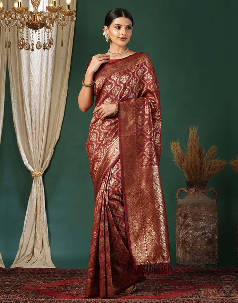 Vasthrlay Maroon Traditional Unstitched Saree