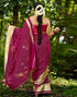 Vasthrlay Georgette Leheriya Purple Saree With Unstitched Blouse Piece
