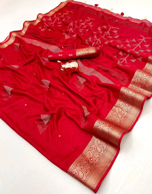 Vasthrlay Bandhani Unstitched Piece Saree