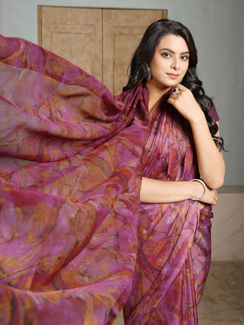 Vasthrlay Chiffon Floral Saree