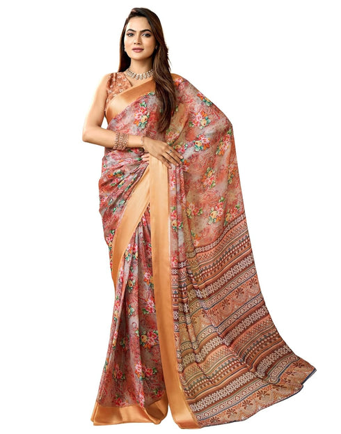 Vasthrlay Georgette Printed Unstitched Multicolor Saree