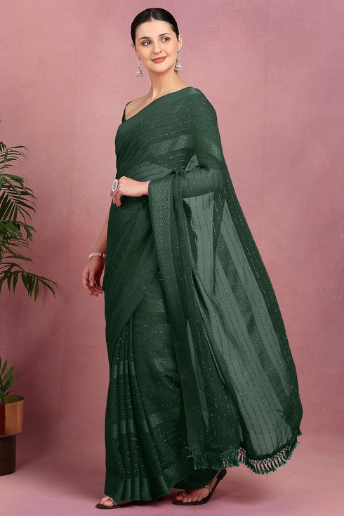 Vasthrlay Fashion Georgette Green Ethnic Wear