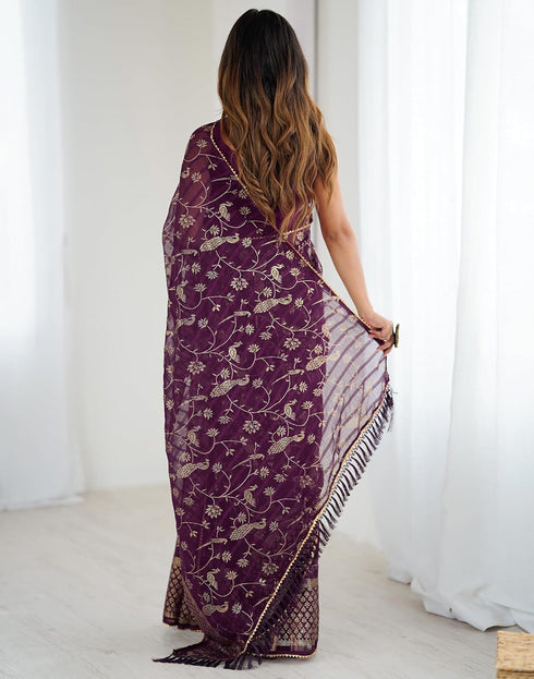 Vasthrlay Georgette Weaving Unstitched Red Saree