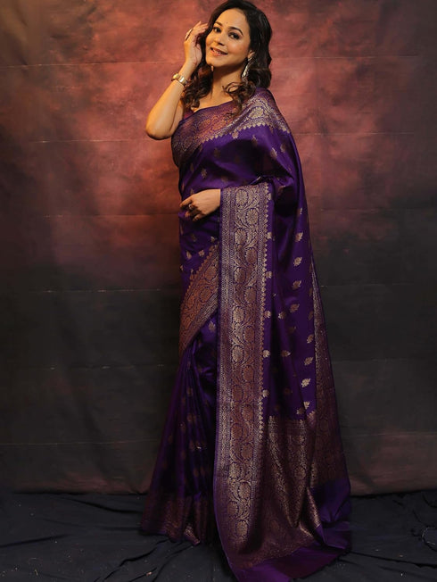 Vasthrlay Saree Kanjivaram Silk Pari Purple
