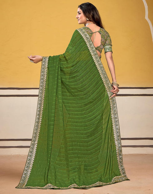 Vasthrlay Georgette Embroidery Unstitched Maroon Saree