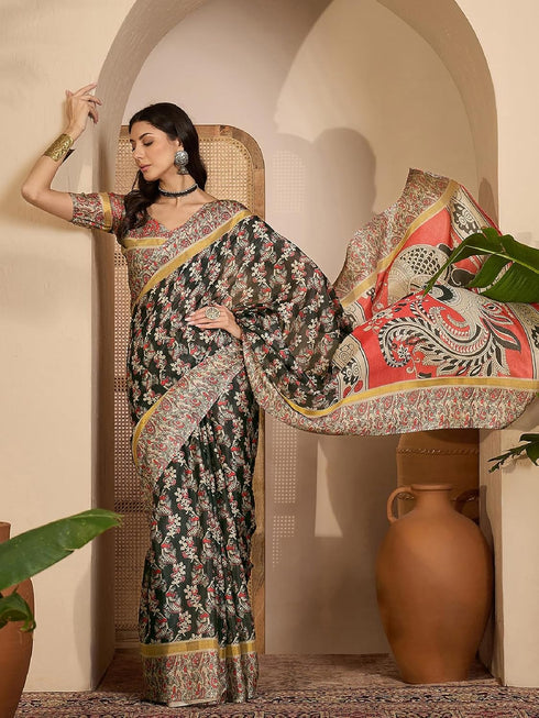Vasthrlay Printed Off White Off White Saree