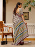 Vasthrlay Womens Printed Maroon Saree With Black Unstitched Blouse Piece