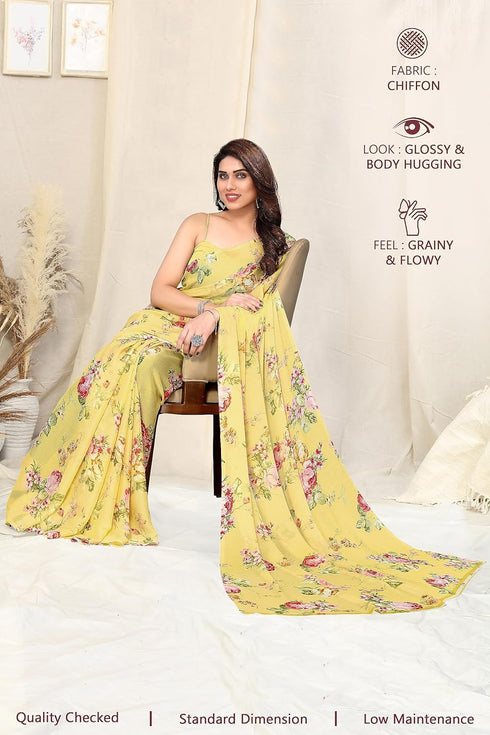 Vasthrlay Fashion Chiffon Georgette Beige Ethnic Wear
