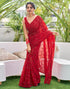 Vasthrlay Georgette Embroidery Unstitched Red Saree