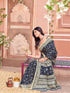 Vasthrlay Womens Abstract Unstitched Off White Saree