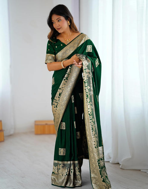 Vasthrlay Banarasi Weaving Unstitched Blue Saree