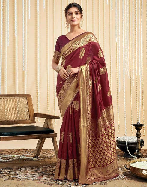 Vasthrlay Womens Banarasi Jacquard Sky Blue Saree