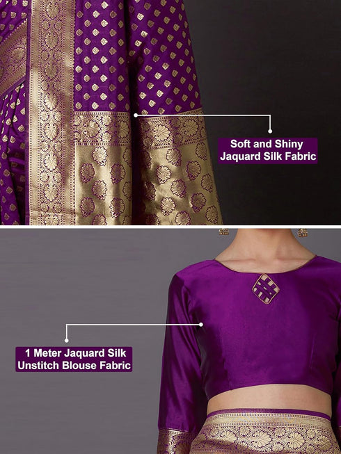 Vasthrlay Jacquard Unstitch Purple Ethnic Wear