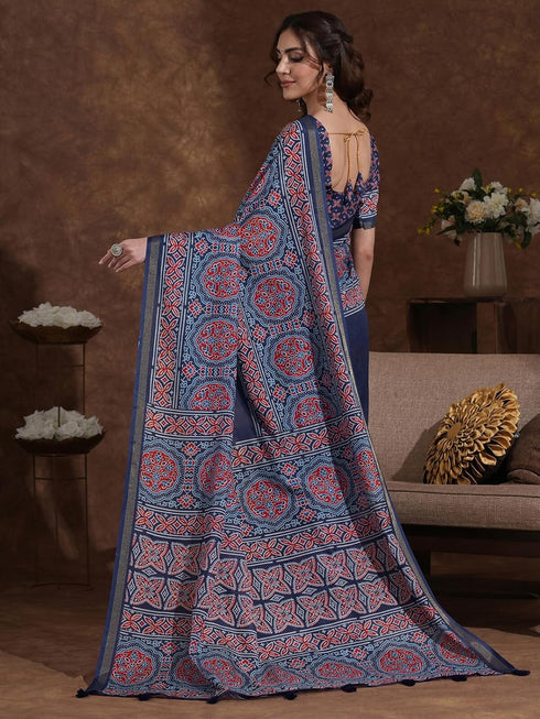 Vasthrlay Weaving Printed Unstitched Dusty Pink Saree