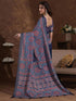 Vasthrlay Weaving Printed Blue Saree With Unstitched Blouse Piece