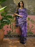 Vasthrlay Georgette Printed Purple Saree With Purple Unstitched Blouse Piece