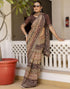 Vasthrlay Georgette Bandhani Brown Saree With Unstitched Blouse Piece