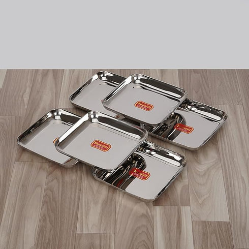 Stainless Steel Square Plate Set of 6pcs, 15cm