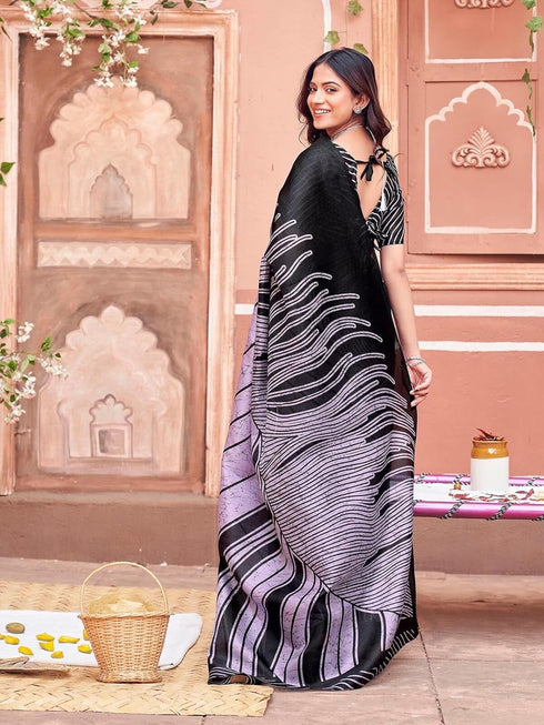Vasthrlay Womens Printed Unstitched Dusty Pink Saree