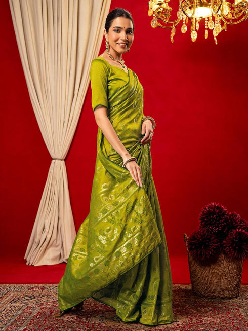 Vasthrlay Vichitra Printed Unstitched Maroon Saree