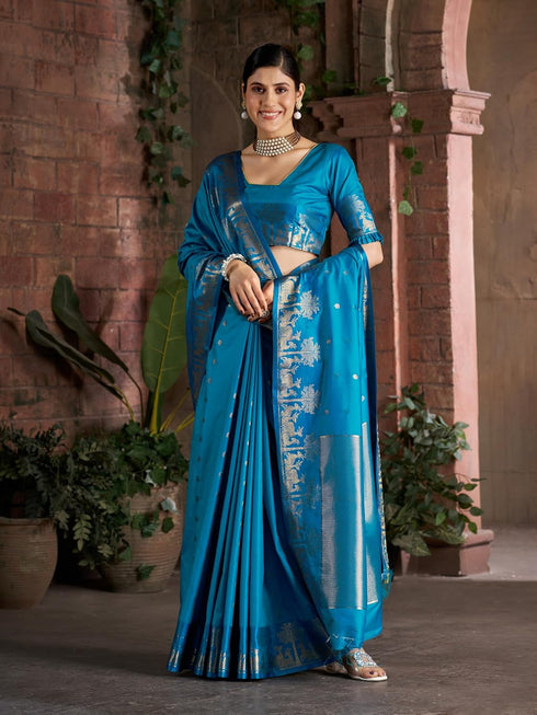 Vasthrlay Women's Kanjivaram Silk Unstitched Saree