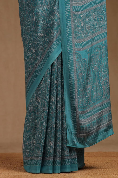 Vasthrlay Turquoise Crepe Paisley
